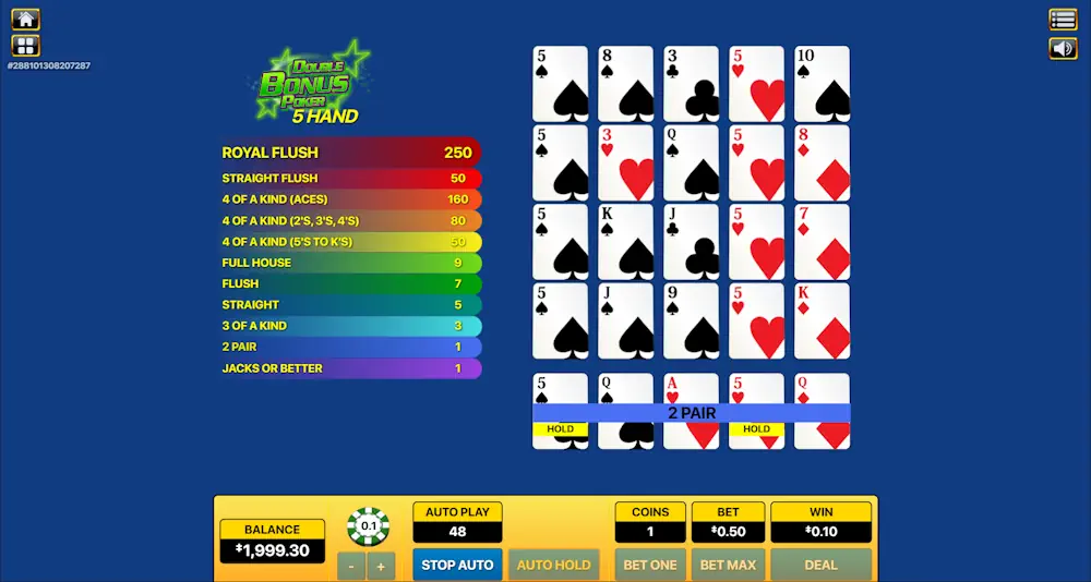 Double Bonus Poker Gameplay Screenshot